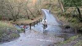Tao successfully tackles Cloutsham Ford, 25.5 miles into the ride